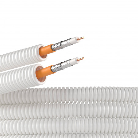 Элетротруба из ПЛЛ не содержит галогенов гибкая гофрированная д.20мм цвет белый с SAT нг(А)-HF 50м