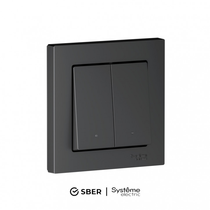 ATLASDESIGN SMART 2-кл. ВЫКЛЮЧАТЕЛЬ с подсв., Zigbee, сх.5, L+N, 10А, мех., КАРБОН ATLASDESIGN SMART 2-кл. ВЫКЛЮЧАТЕЛЬ с подсв., Zigbee, сх.5, L+N, 10А, мех., КАРБОН