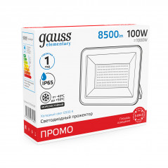 Прожектор светодиодный ДО 100 Вт 8500 лм 6500К AC 220В IP65 206х240х31мм Elementary PROMO G2 Gauss
