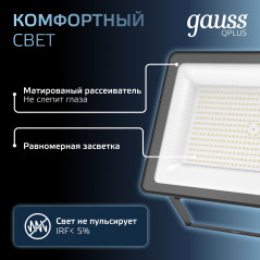 Прожектор светодиодный ДО 150 Вт 18000 лм 6500К AC 220В IP65 250х32х335мм матрированное закаленное с