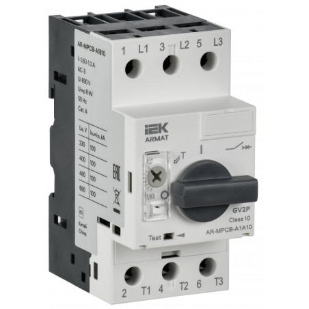 Автоматический выключатель защиты двигателя ARMAT A1 GV2P 0,63-1А IEK