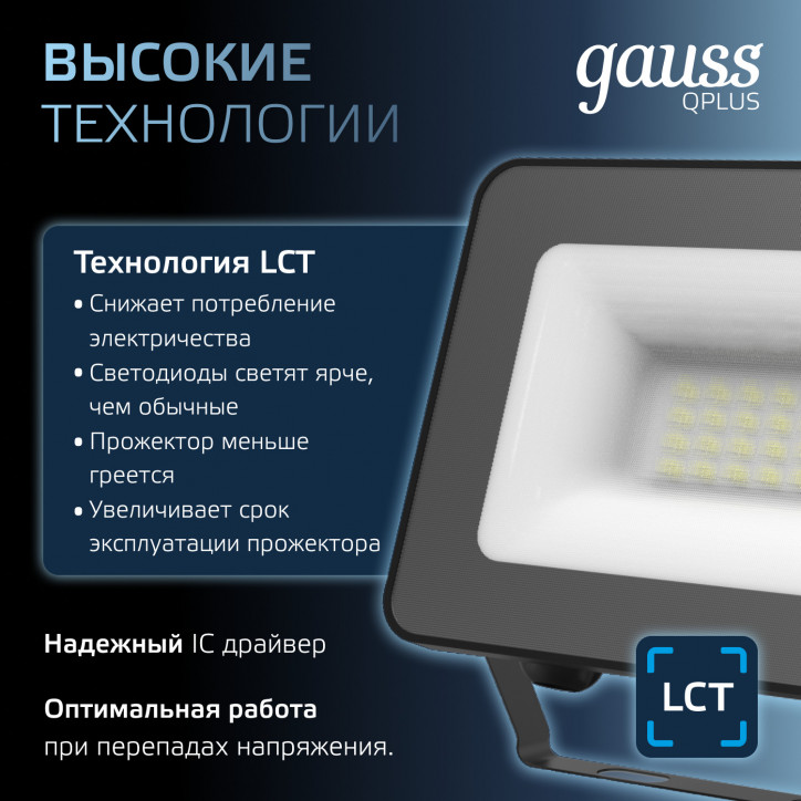 Прожектор светодиодный ДО 20 Вт 2200 лм 6500К AC 220В IP65 102х28х125мм матрированное закаленное сте