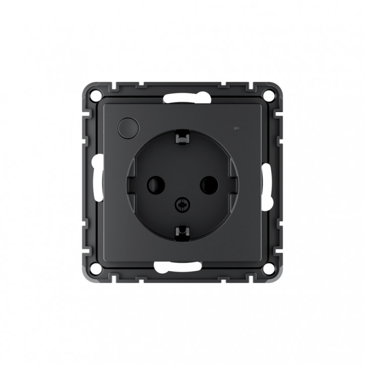 ATLASDESIGN SMART РОЗЕТКА с заземл., со шт., Zigbee, L+N, 16А, мех., КАРБОН