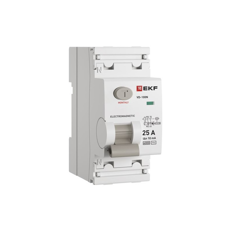 Выключатель дифференциального тока ВД-100N 2P 25А 10мА тип AC эл-мех 6кА PROXIMA