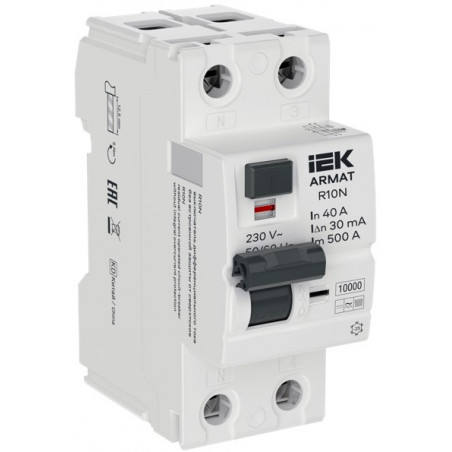 ARMAT Выключатель дифференциального тока R10N 2P 40А 30мА тип B IEK