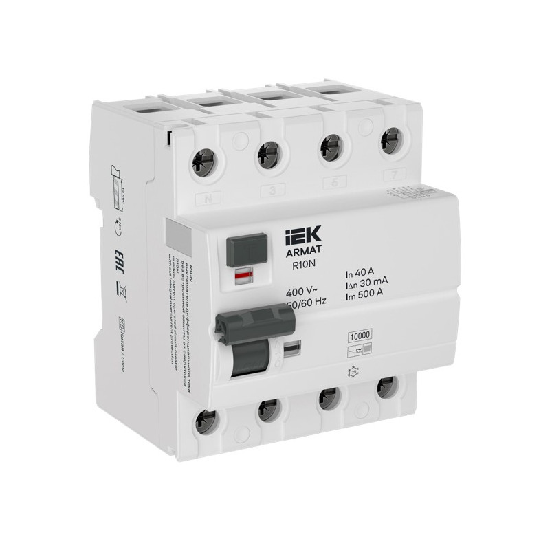 ARMAT Выключатель дифференциального тока R10N 4P 40А 30мА тип B IEK