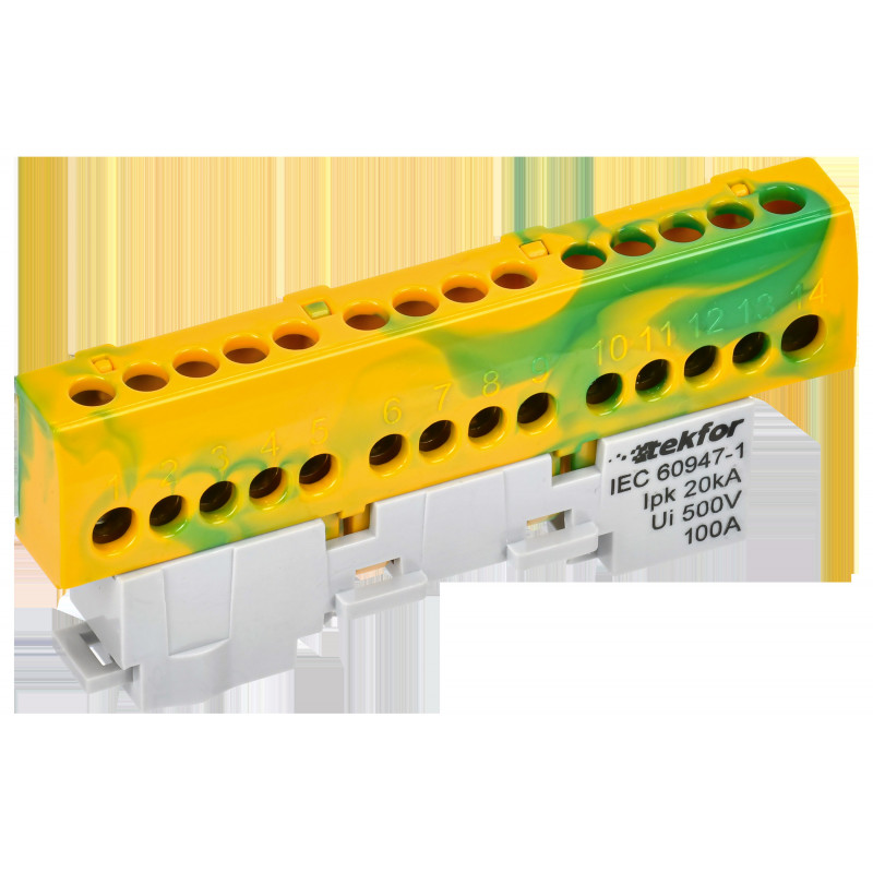 TEKFOR Шина PE земля изол на универсальном держателе 6х9-14-ЖЗ IEK