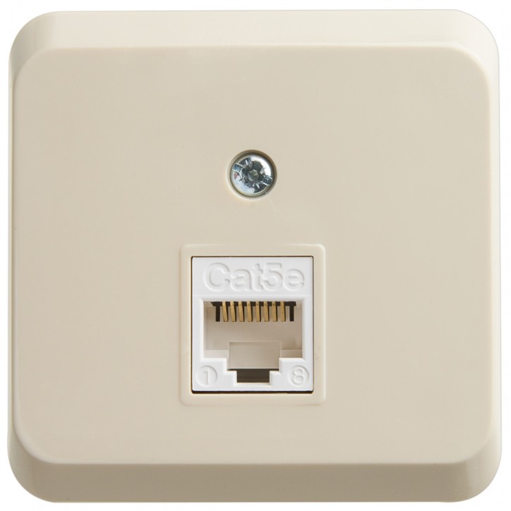 ЭТЮД Розетка компьютерная RJ45 наружная категория 5е кремовый ЭТЮД Розетка компьютерная RJ45 наружная категория 5е кремовый