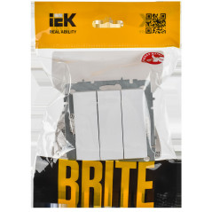 BRITE Выключатель 3-клавишный 10А ВС10-3-0-БрАБ арктический белый IEK