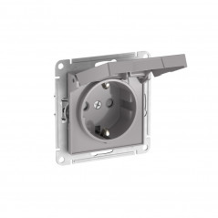 ATLASDESIGN РОЗЕТКА с заземл. со шторк. с крышкой, 16А,IP20, быстрозажимные клеммы, АЛЮМИНИЙ