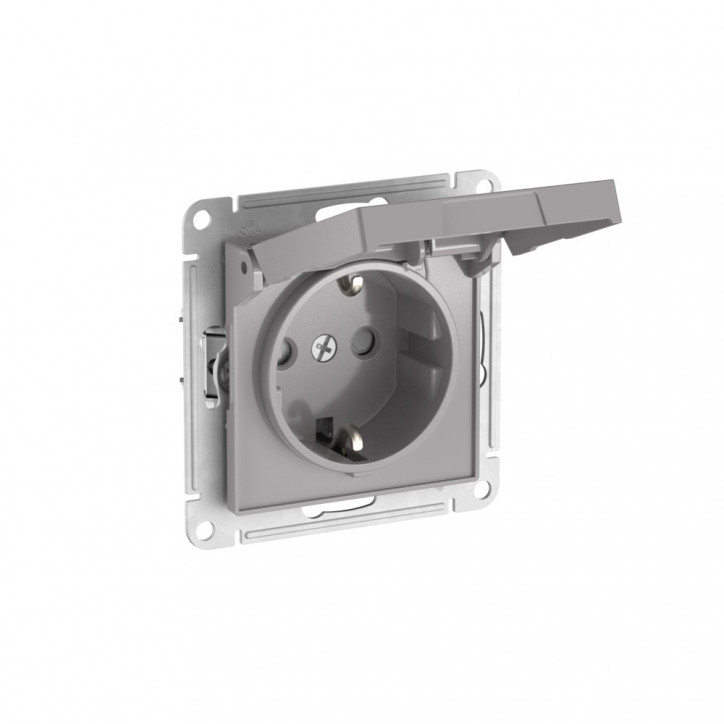 ATLASDESIGN РОЗЕТКА с заземл. со шторк. с крышкой, 16А,IP20, быстрозажимные клеммы, АЛЮМИНИЙ ATLASDESIGN РОЗЕТКА с заземл. со шторк. с крышкой, 16А,IP20, быстрозажимные клеммы, АЛЮМИНИЙ