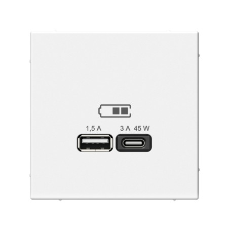 ARTGALLERY USB розетка A + тип-C 45Вт высокоскор.заряд. QC, PD, механизм, лотос