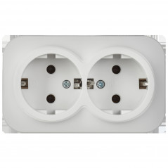 GLORY Розетка 2-местная для открытой установки с заземлением без защитных шторок 16А РС22-3-ХБм белый матовый IEK