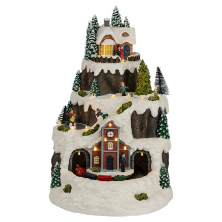 Новогодняя декоративная композиция Рождество, музыка, теплый белый свет, 3*АА, 25*23*34 см EFIS-S07