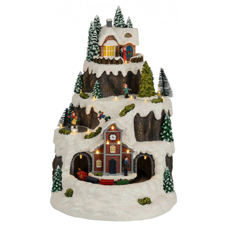 Новогодняя декоративная композиция Рождество, музыка, теплый белый свет, 3*АА, 25*23*34 см EFIS-S07