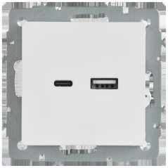 BRITE Розетка USB A+C 18Вт РЮ11-1-БрАБ арктический белый IEK