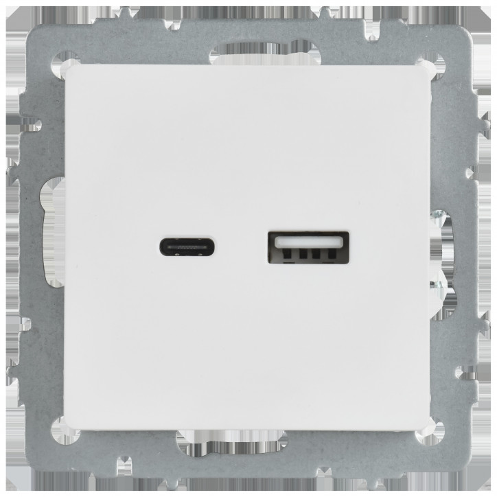 BRITE Розетка USB A+C 18Вт РЮ11-1-БрАБ арктический белый IEK BRITE Розетка USB A+C 18Вт РЮ11-1-БрАБ арктический белый IEK