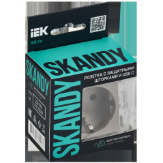 SKANDY Розетка с заземлением с защитными шторками 16А с USB C 18Вт SK-R17Sh шампань IEK