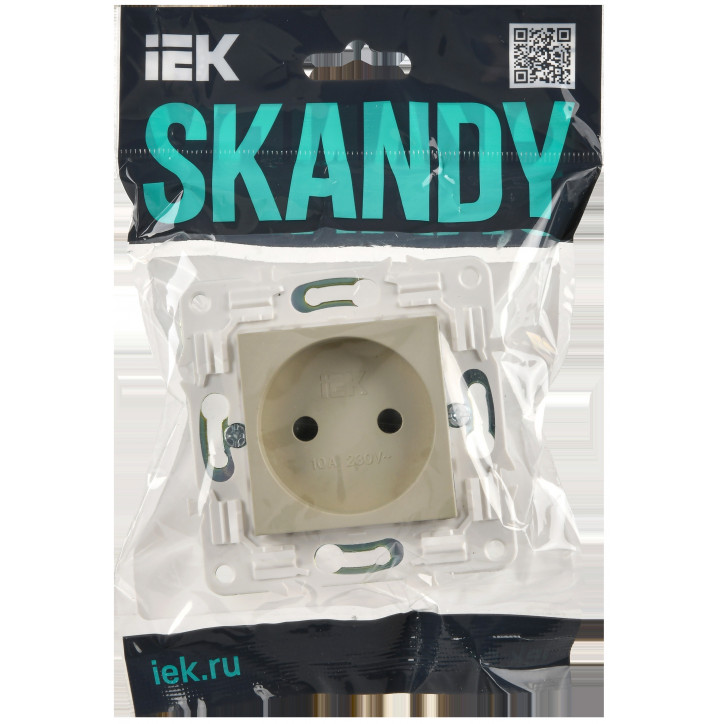 SKANDY Розетка без заземления с защитными шторками 10А SK-R01B бежевый IEK