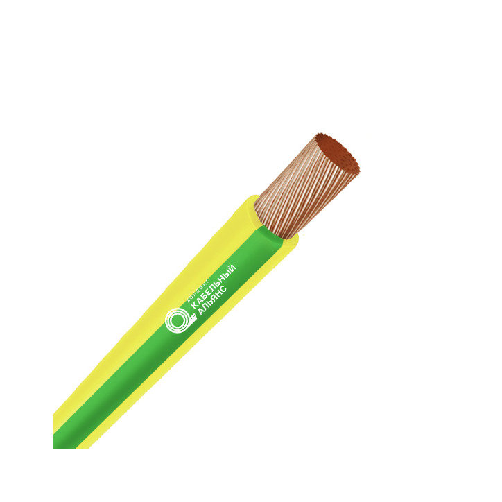 Кабель силовой ПуГВнг(А)-LS 1х10(PE) 450/750В желто-зеленый
