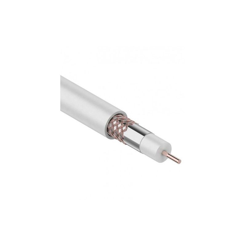 Кабель коаксиальный RG-6U+Cu, 75 Ом, Cu/Al/Cu, 75%, бухта 100 м, белый, REXANT