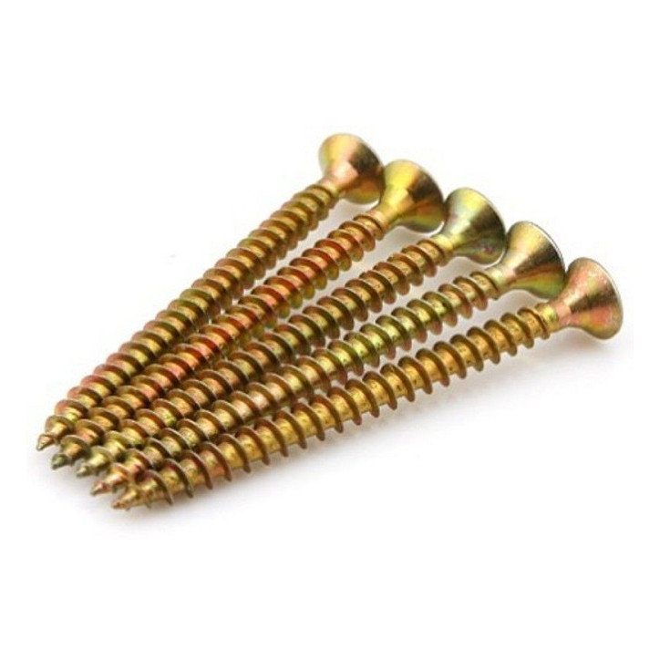 Шуруп универсальный 5х70 потайная головка остроконечный желтопассивированный Шуруп универсальный 5х70 потайная головка остроконечный желтопассивированный