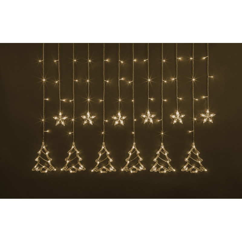 Гирлянда новогодняя светодиодная NGF-D033-01 бахрома звезды и елочки WW 2.5х1 м IP20