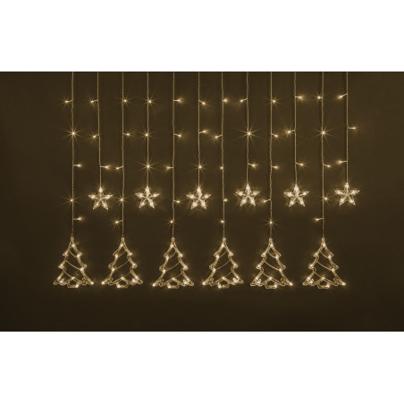 Гирлянда новогодняя светодиодная NGF-D033-01 бахрома звезды и елочки WW 2.5х1 м IP20