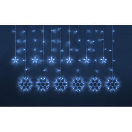 Гирлянда новогодняя светодиодная NGF-D032-03 бахрома звезды и снежинки Blue 2.5*1м IP20