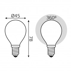 Лампа светодиодная филаментная LED 9 Вт 590 лм 3000К шар P45 теплый E14 AC 220В матовая колба Black Filament Gauss