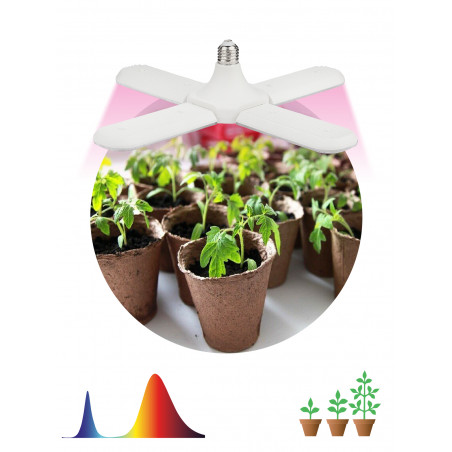 Фитолампа для растений светодиодная FITO-36W-RB-E27-FOLD 4-х лепестковая красно-синего спектра 36 Вт Е27