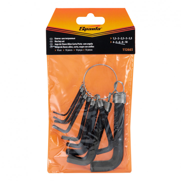 Набор ключей имбусовых HEX, 1,5–10 мм, 10 шт., оксидированные, на кольце