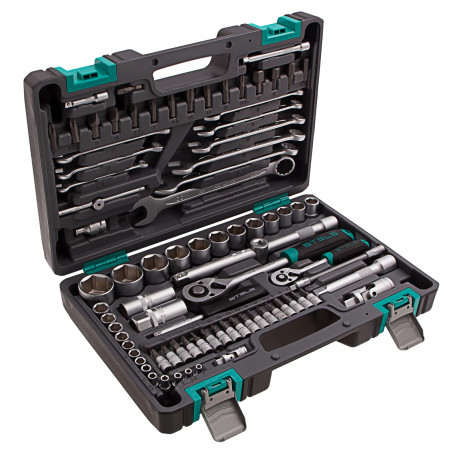 Набор инструментов, 1/2, 1/4, CrV, пластиковый кейс 82 предмета