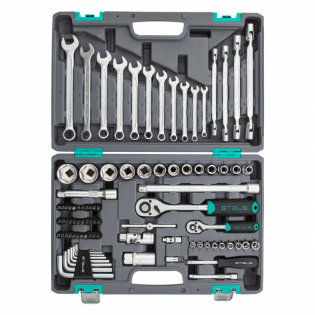 Набор инструментов, 1/2, 1/4, CrV, пластиковый кейс 88 предметов