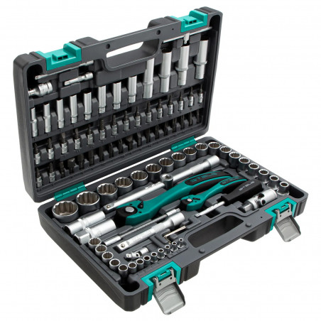 Набор инструментов 1/2, 1/4, CrV, 12 гранные головки, пластиковый кейс, 94 предмета
