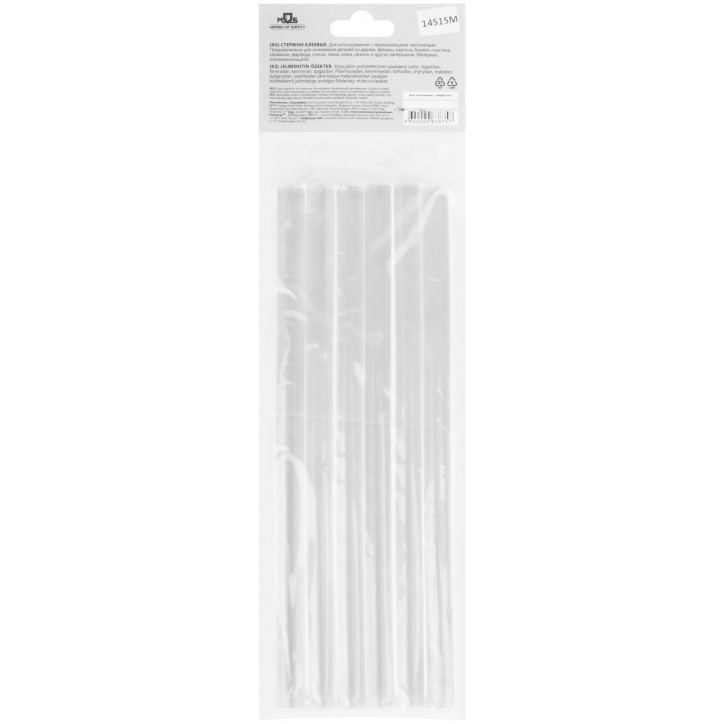 Стержни клеевые 11x200 мм, 6 шт., прозрачность 100%