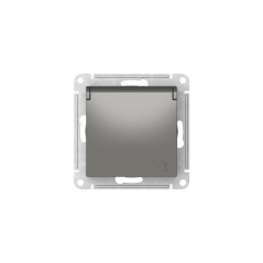 ATLASDESIGN РОЗЕТКА с заземл. со шторк. с крышкой,16А,IP20, быстрозажимные клеммы, СТАЛЬ