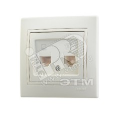 Розетка телефон/компьютер RJ45+RJ11 бежевая с вставкой