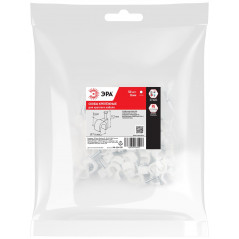 Скоба пластиковая крепежная круглая 8 мм белая NO-224-570 (50 шт/уп)