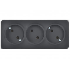 GLORY Розетка 3-местная для открытой установки без заземления без защитных шторок 10А РС23-2-ХЧм черный матовый IEK