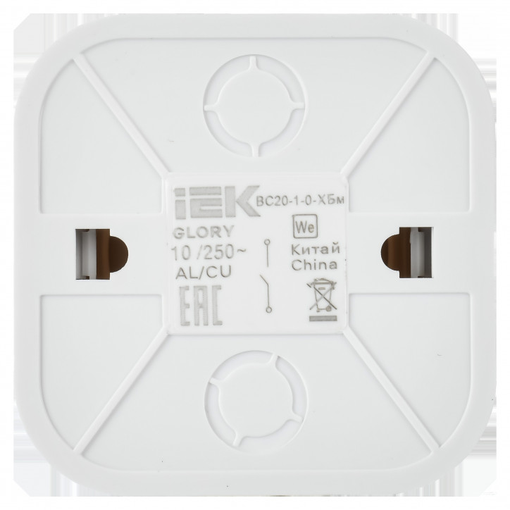 GLORY Выключатель 1-клавишный для открытой установки 10А ВС20-1-0-ХБм белый матовый IEK GLORY Выключатель 1-клавишный для открытой установки 10А ВС20-1-0-ХБм белый матовый IEK