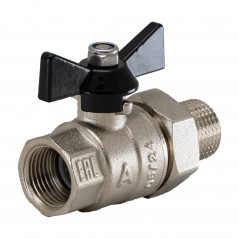 Кран шаровой полнопроходной с полусгоном 3/4' ВН/НР бабочка