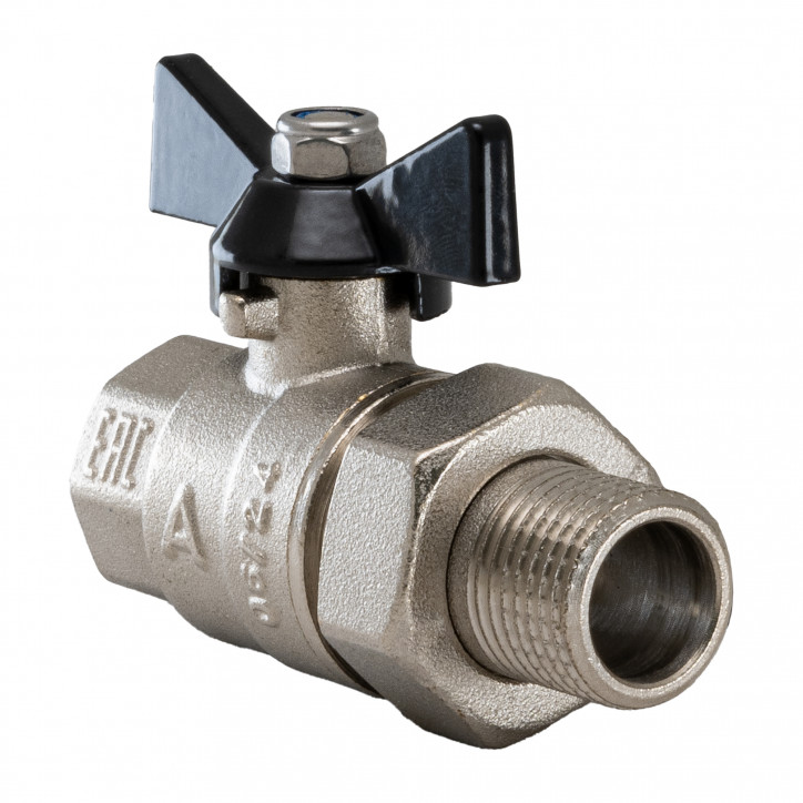 Кран шаровой полнопроходной с полусгоном 3/4' ВН/НР бабочка