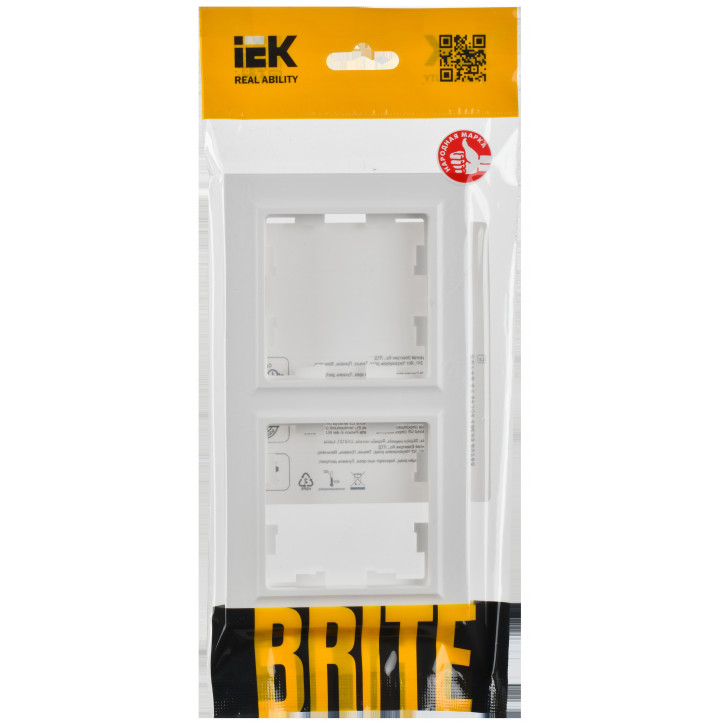 BRITE Рамка 2-местная РУ-2-БрАБ арктический белый IEK