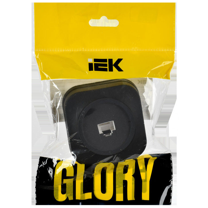 GLORY Розетка для открытой установки компьютерная RJ45 кат.5E РК10-ХЧм черный матовый IEK GLORY Розетка для открытой установки компьютерная RJ45 кат.5E РК10-ХЧм черный матовый IEK