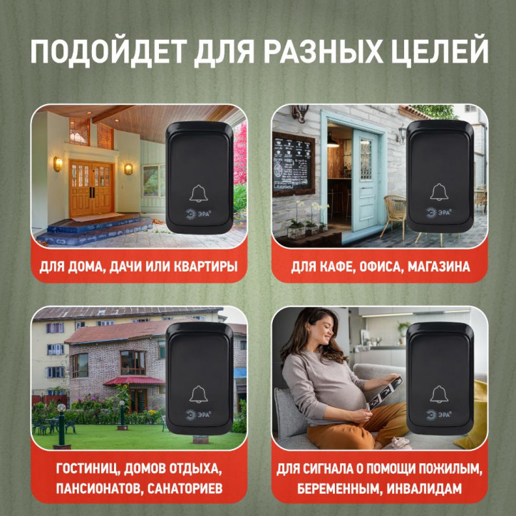 Звонок дверной беспроводной на батарейках 38 мелодий 180м IP20 с регулятором громкости и световой индикацией черный 3АА/А23 C88 Звонок дверной беспроводной на батарейках 38 мелодий 180м IP20 с регулятором громкости и световой индикацией черный 3АА/А23 C88