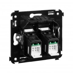Компьютерная розетка RJ-45 в стену, кат.6 двойная,''Avanti'', ''Черный матовый''