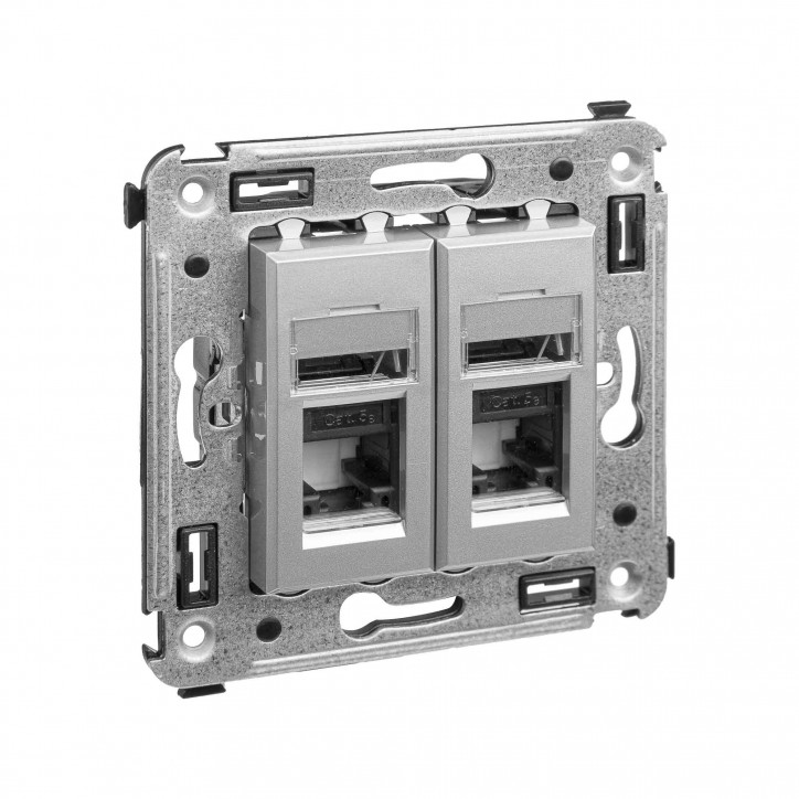 Avanti Компьютерная розетка RJ-45 в стену кат.5e двойная Закаленная сталь Avanti Компьютерная розетка RJ-45 в стену кат.5e двойная Закаленная сталь