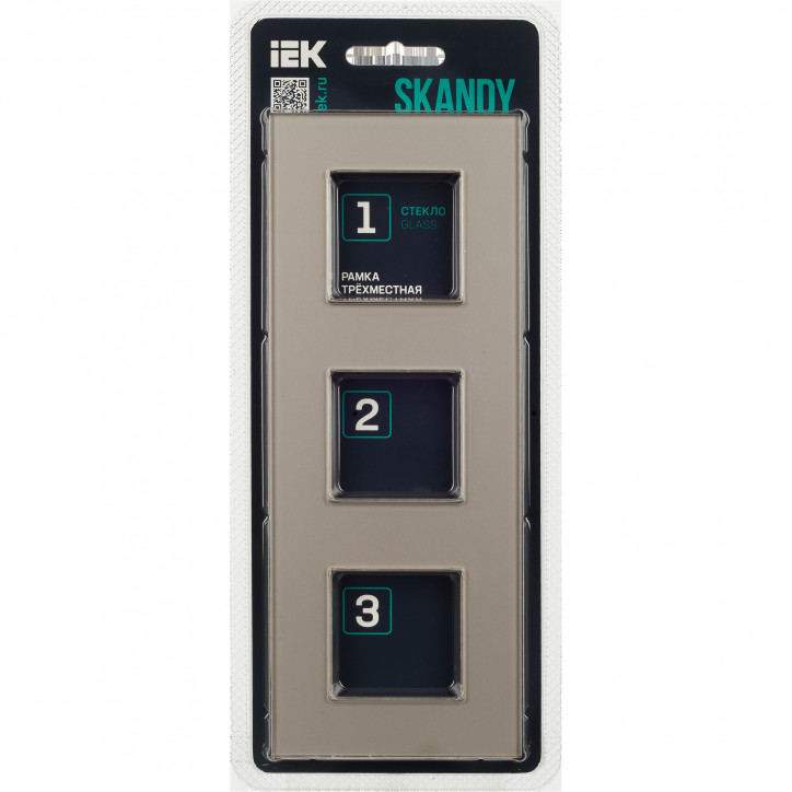 SKANDY Рамка 3-местная SK-F23Sh стекло шампань IEK