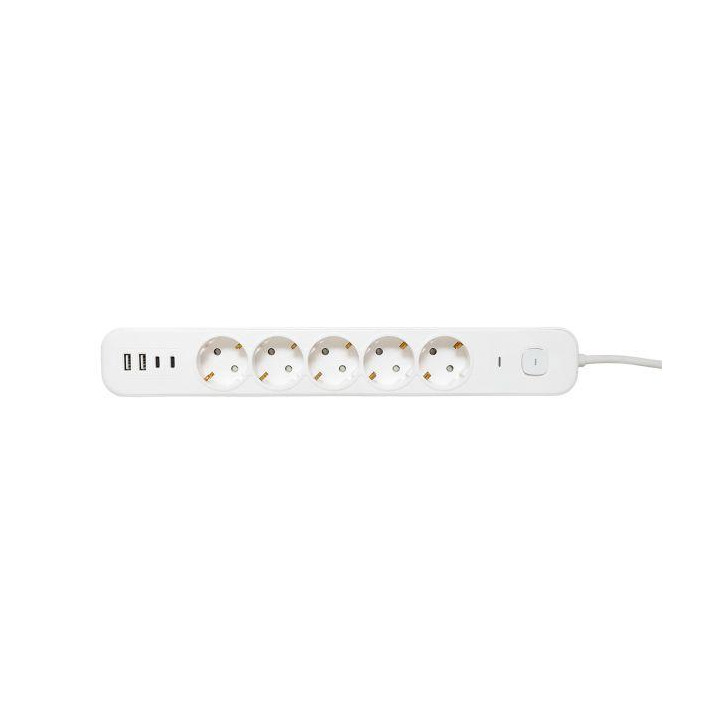 Удлинитель LUX 5 гнезд 2USB 2,4А+2type-C 1,5 метра 1,5мм2 EKF Удлинитель LUX 5 гнезд 2USB 2,4А+2type-C 1,5 метра 1,5мм2 EKF